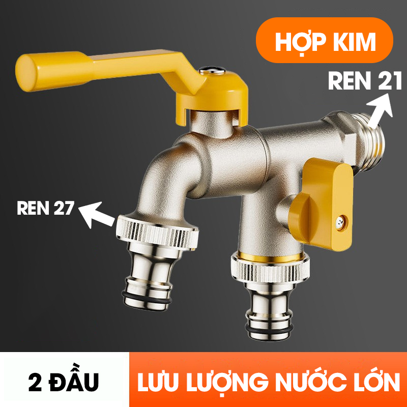 Vòi nước xả lưu lượng lớn cao cấp LD-9101, vòi xả hồ, vòi cho máy giặt, vòi nước ngoài trời sân vườn lõi to (Ren 21)