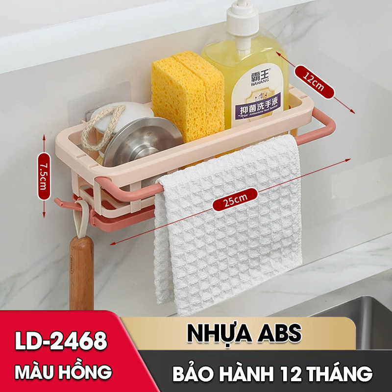 Kệ để dụng cụ rửa chén, giá để nước rửa chén bát treo tường có khay hứng nước LD-2468