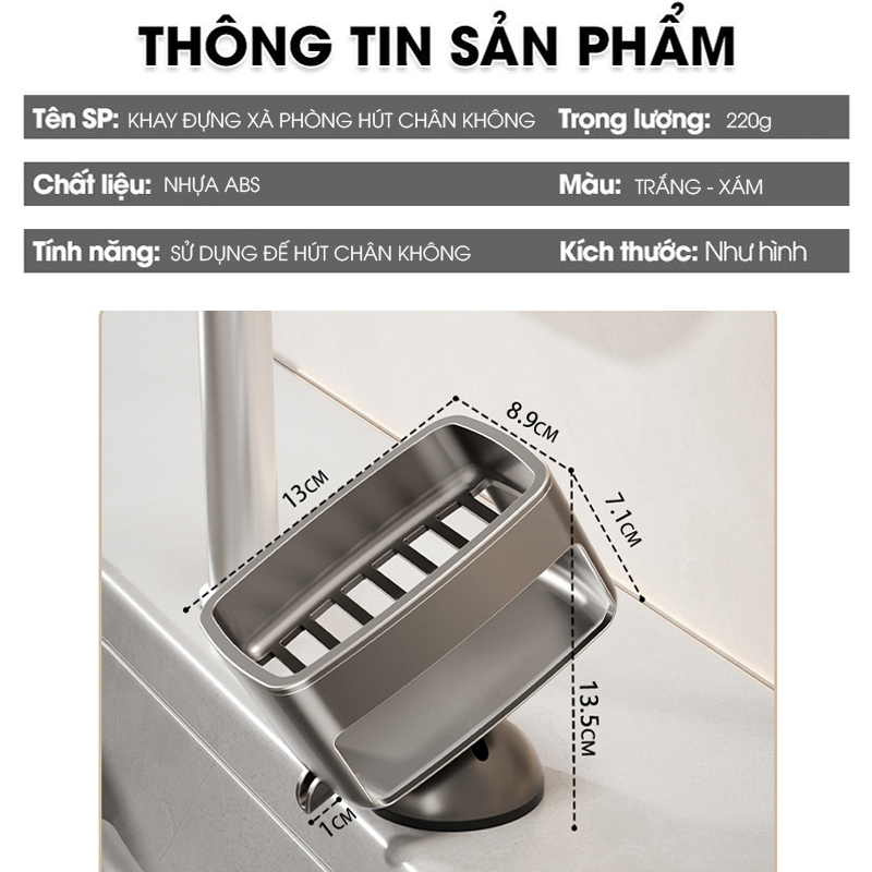 Khay đựng xà phòng để đứng kiểu mới LH-1937 đế hút chân không dể lắp đặt