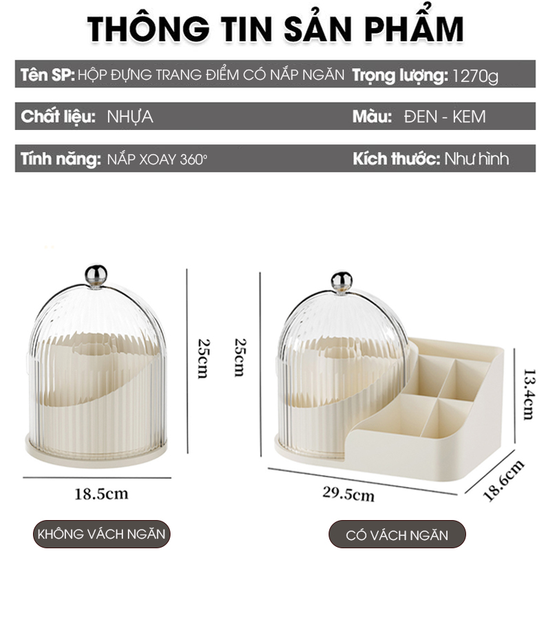 Hộp đựng cọ trang điểm, son môi, mỹ phẩn nắp xoay ngăn bụi JX2502