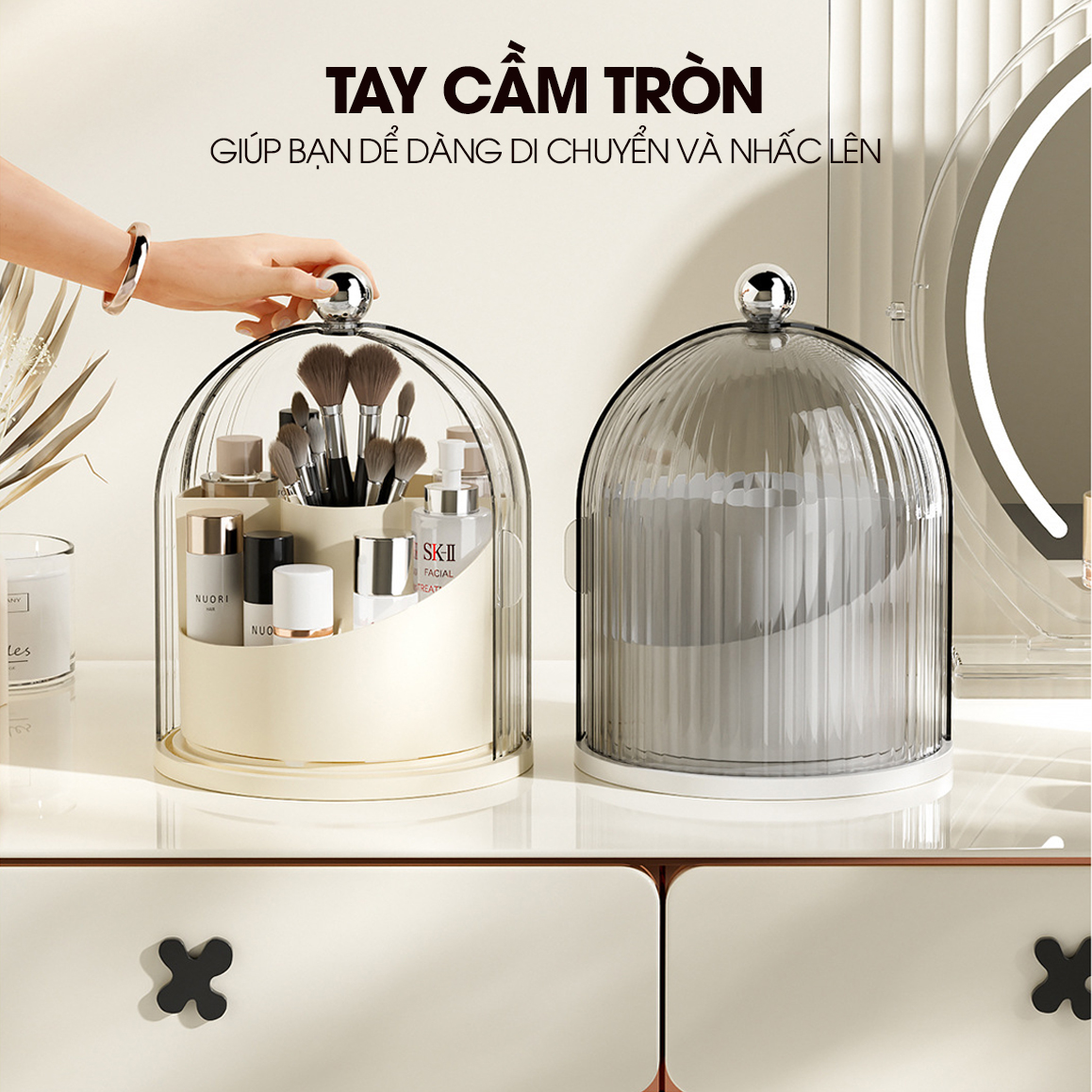 Hộp đựng cọ trang điểm, son môi, mỹ phẩn nắp xoay ngăn bụi JX2502
