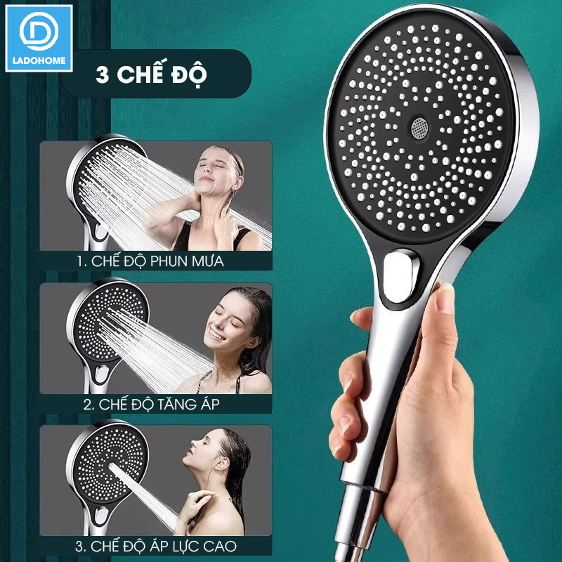 Vòi sen điều áp bản lớn 3 chế độ LD-9016, tăng lưu lượng nước và nút bấm dễ sử dụng