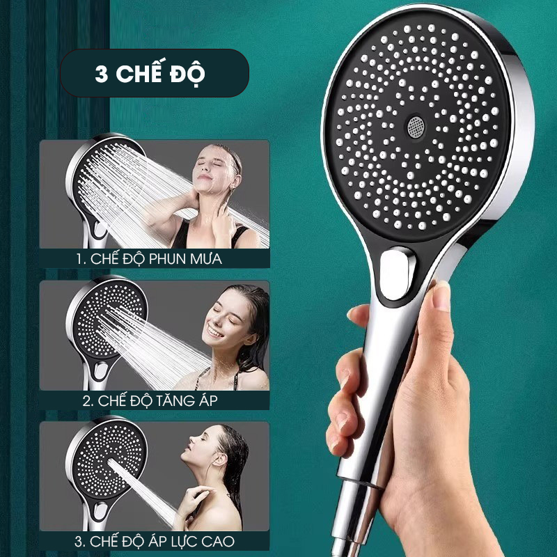 Vòi sen điều áp bản lớn 3 chế độ LD-9016, tăng lưu lượng nước và nút bấm dễ sử dụng
