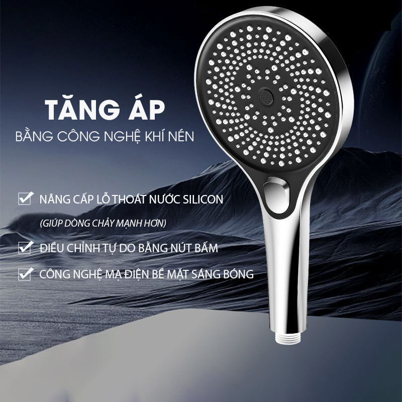 Vòi sen điều áp bản lớn 3 chế độ LD-9016, tăng lưu lượng nước và nút bấm dễ sử dụng