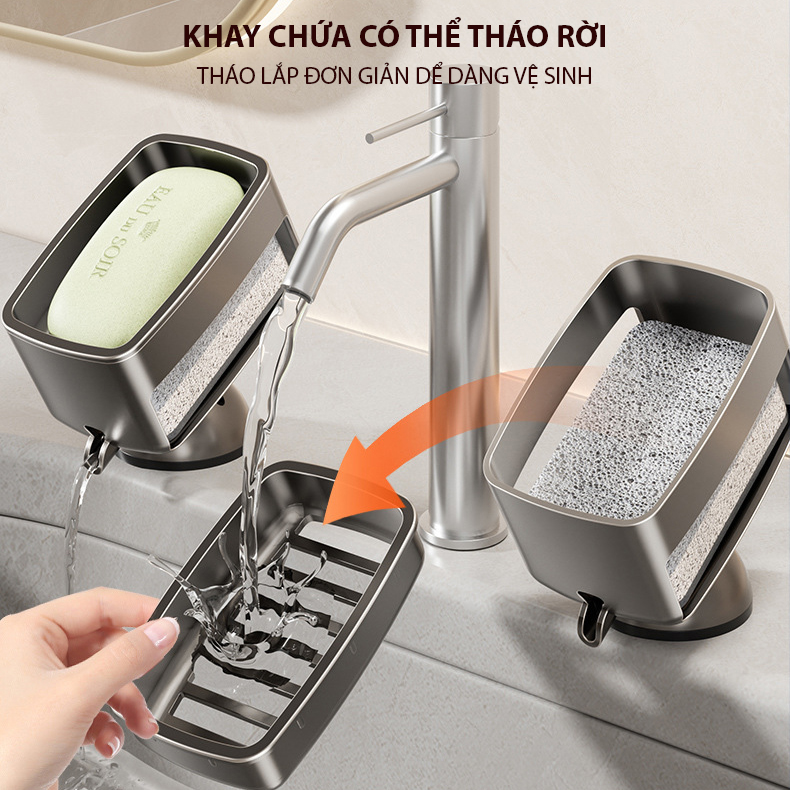 Khay đựng xà phòng để đứng kiểu mới LH-1937 đế hút chân không dể lắp đặt