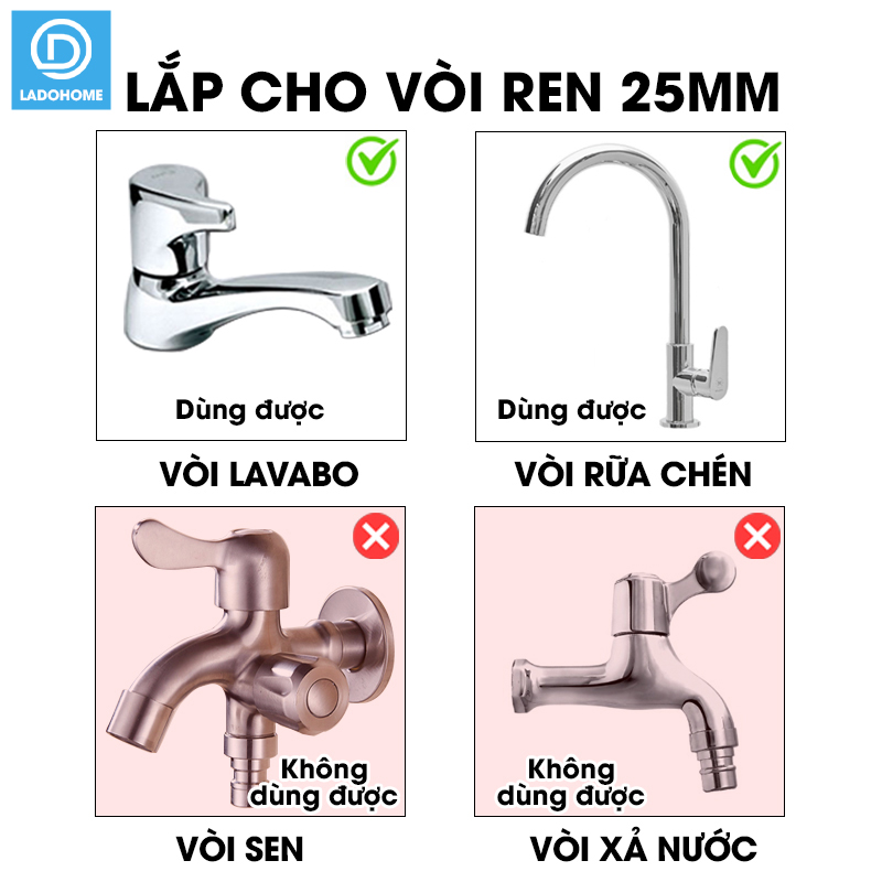 Đầu vòi lọc nước xoay 360 độ cho bồn rửa chén LV316 , lõi lọc bằng INOX 316 có lưới thép siêu mịn 2500 mắt lưới