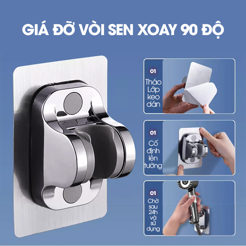 Vòi sen tăng áp 3 chế độ có đầu xả lớn có lõi lọc LH-9007 + kèm giá treo, ống nước TPR silicon siêu bền nóng lạnh