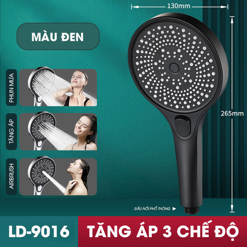 Vòi sen điều áp bản lớn 3 chế độ LD-9016, tăng lưu lượng nước và nút bấm dễ sử dụng