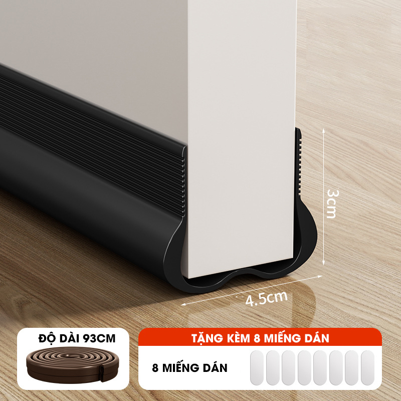 Thanh chèn chân cửa ngăn gió bụi côn trùng nhựa PVC D1949, dùng được cho cửa mở quay có độ dày 3-5cm, khe hở không quá 2cm