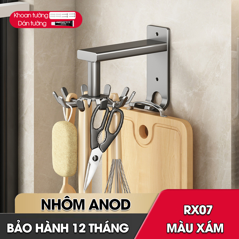Móc xoay 360 treo đồ nhà bếp RX07 Nhôm Anod không rỉ