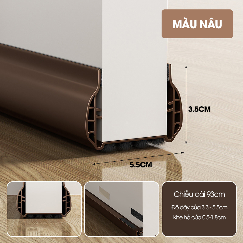 Thanh chèn chân cửa cải tiến với 2 lớp tăng khả năng cách âm và đáy lông đệm dể dàng đóng mở, ngăn côn trùng và gió bụi
