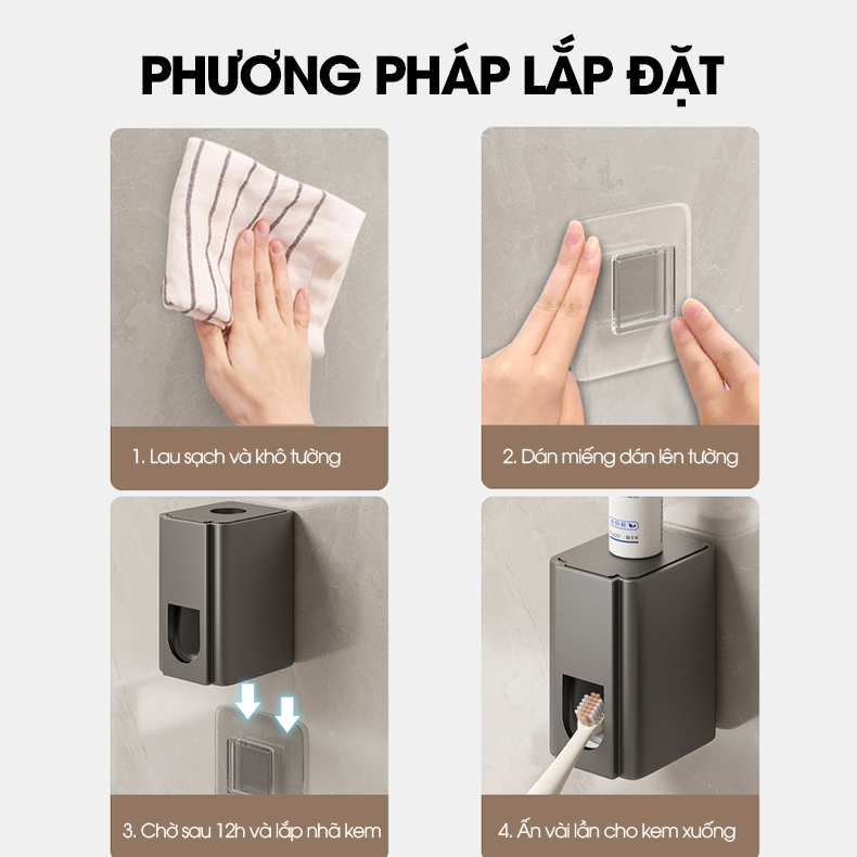Kệ treo bàn chải và kem đánh răng có kèm cốc và dụng cụ nhã kem tự động LH-5478C