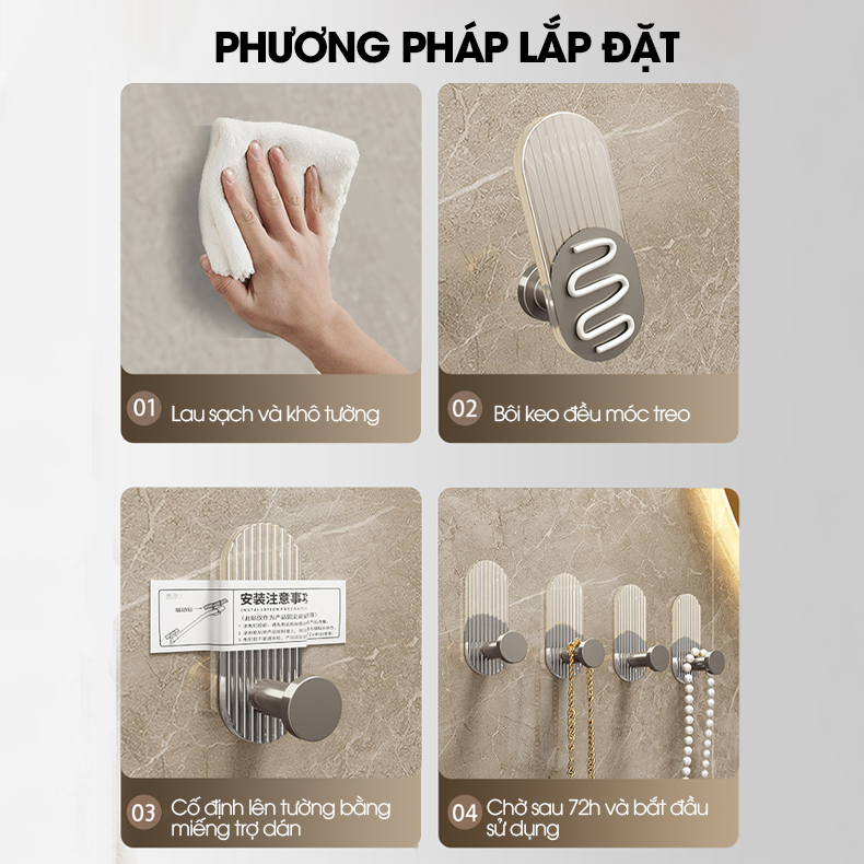 Móc treo khăn treo đồ decor phòng tắm vật liệu Acrylic cao cấp AR10 tặng kèm keo dán