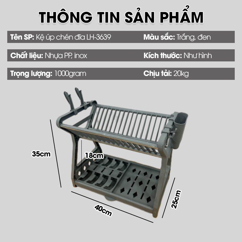 Kệ úp chén, kệ bát đĩa LH-3639