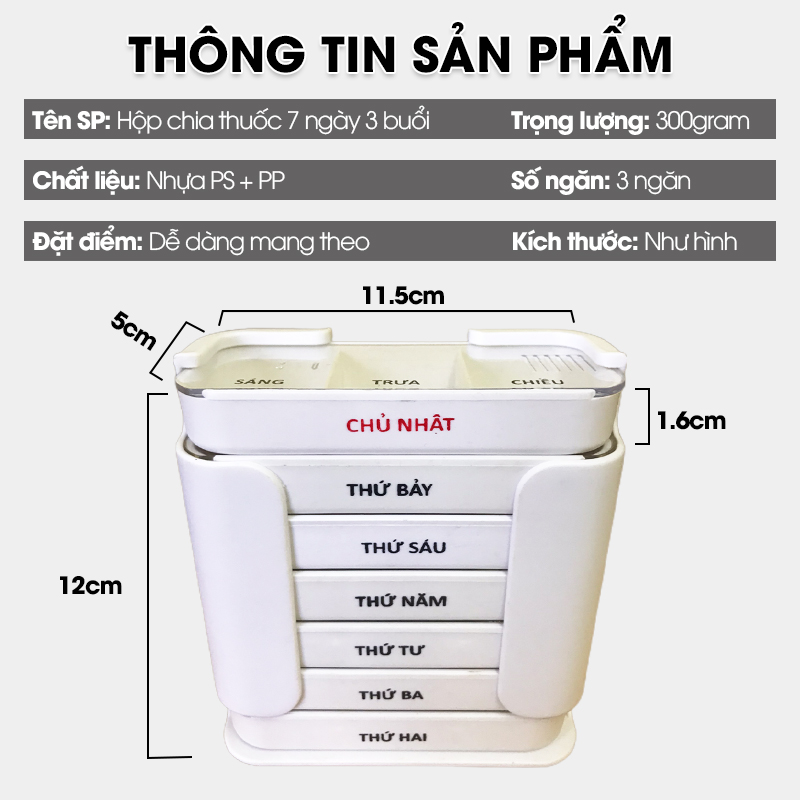 HỘP CHIA THUỐC 7 NGÀY LONG CHÂU GIÚP TRÁNH QUÊN VÀ NHẦM THUỐC HIỆU QUẢ