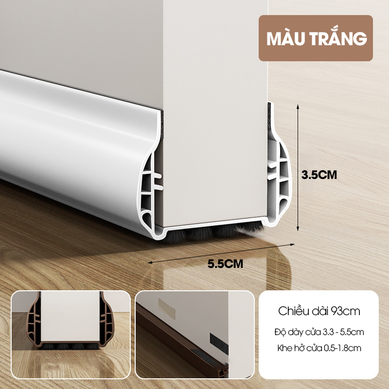 Thanh chèn chân cửa cải tiến với 2 lớp tăng khả năng cách âm và đáy lông đệm dể dàng đóng mở, ngăn côn trùng và gió bụi