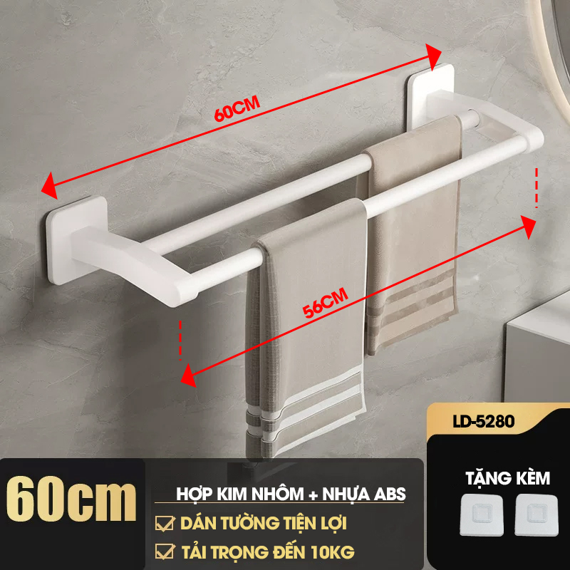 Giá treo khăn nhà tắm LD-5280 hợp kim nhôm không rỉ