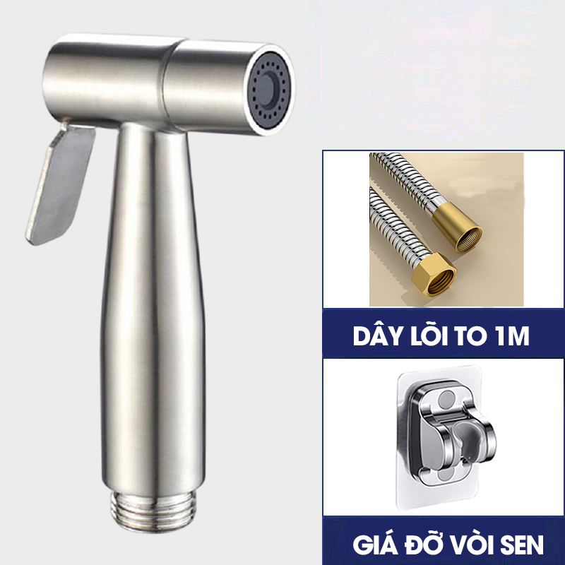 Bộ vòi xịt vệ sinh, vòi xịt toilet LD-9426 với đầu xịt inox 304 kết hợp dây dẫn lõi to 10mm giúp tăng lưu lượng nước
