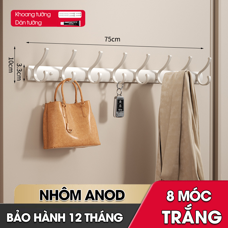 Móc treo tường RX14 Nhôm anod không rỉ, móc treo quần áo phòng ngủ, phòng khách, nhà tắm, nhà bếp, móc treo sau cửa