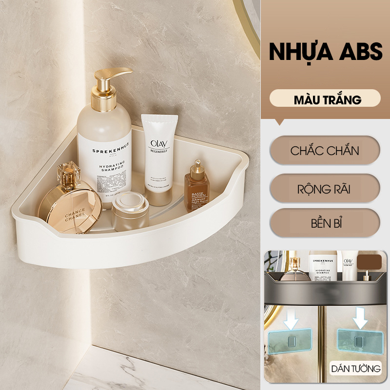 Kệ góc tường treo nhà tắm nhà bêp LD-6101, nhựa ABS siêu cứng cáp và bền bỉ