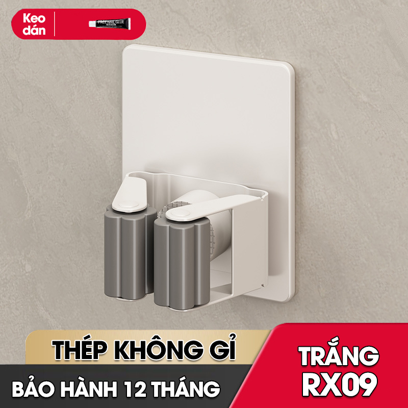 Móc kẹp cây lau nhà treo tường thép không rỉ RX09