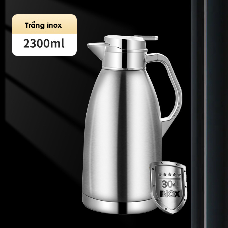 Bình giữ nhiệt, ấm giữ nhiệt loại lớn 2.3L phong cánh châu Âu LH-2439, thời gian giữ nhiệt 24h, inox 304 cao cấp