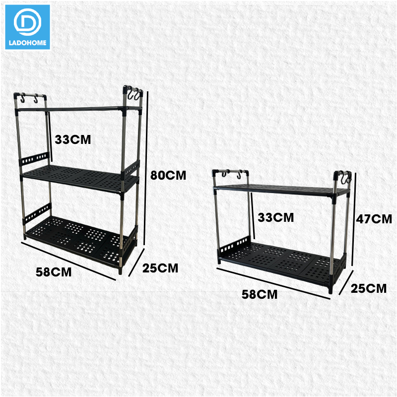 Kệ nhà bếp, kệ để đồ gia dụng nồi cơm điện, lò vi sóng, nồi chiên không dầu LD-3642, khung inox không rỉ chịu tải lớn