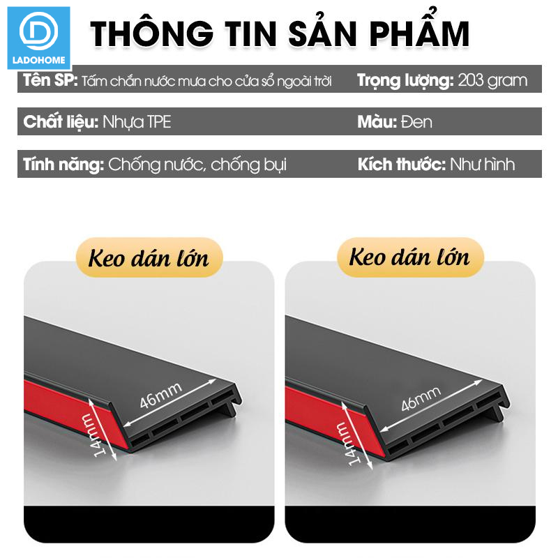 Tấm chắn nước mưa cho cửa sổ ngoài trời D1994, giúp ngăn mưa tạt và nước thấm lậu qua khe cửa sổ