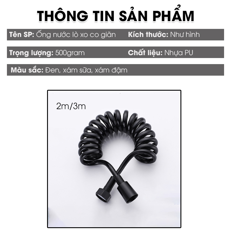 Ống nước lò xo co giãn cho vòi xịt vệ sinh, vòi xịt toilet nhà tắm nhựa PU, sử dụng được nóng lạnh