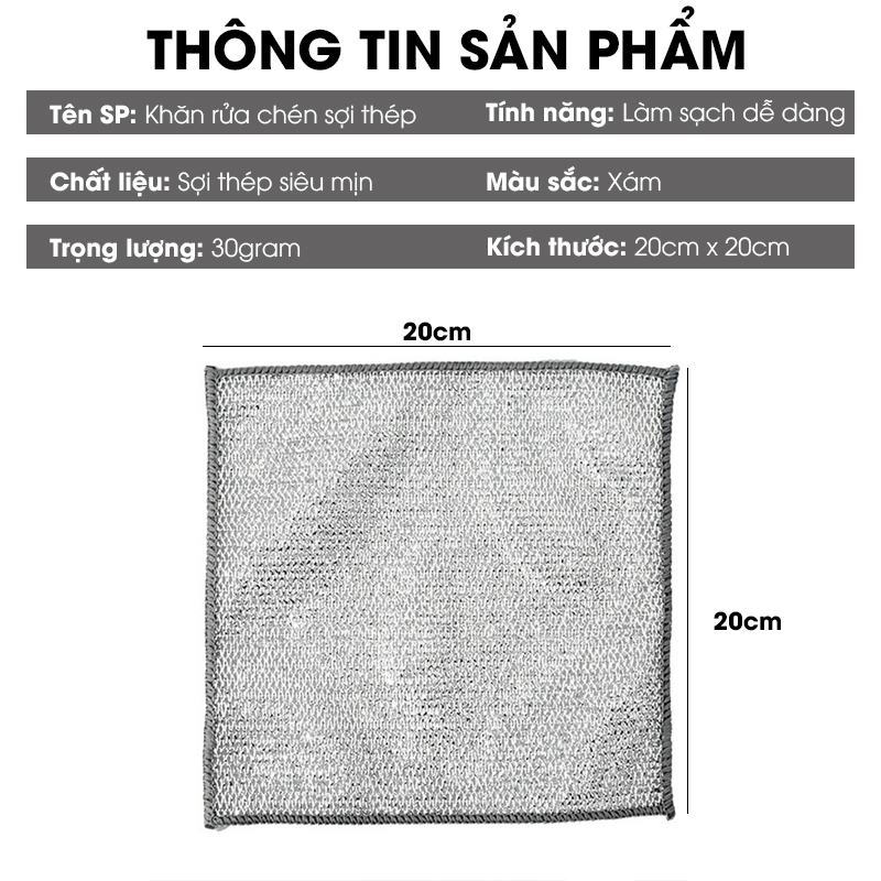 Khăn rửa chén bát dây thép, giẻ lau dây thép vệ sinh nhà bếp siêu sạch