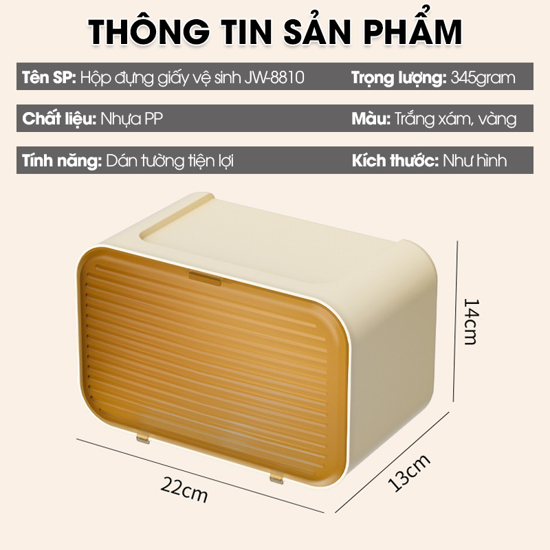 Hộp đựng giấy vệ sinh JW8810, đựng khăn giấy treo tường, nhựa PP nguyên sinh