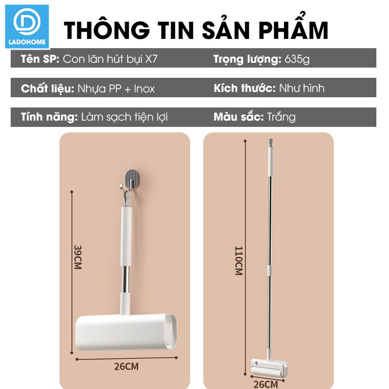 Con lăn hút bụi ga giường nệm sofa quần áo X7, con lăn dính bụi vải, lông thú hiệu quả nhanh chóng