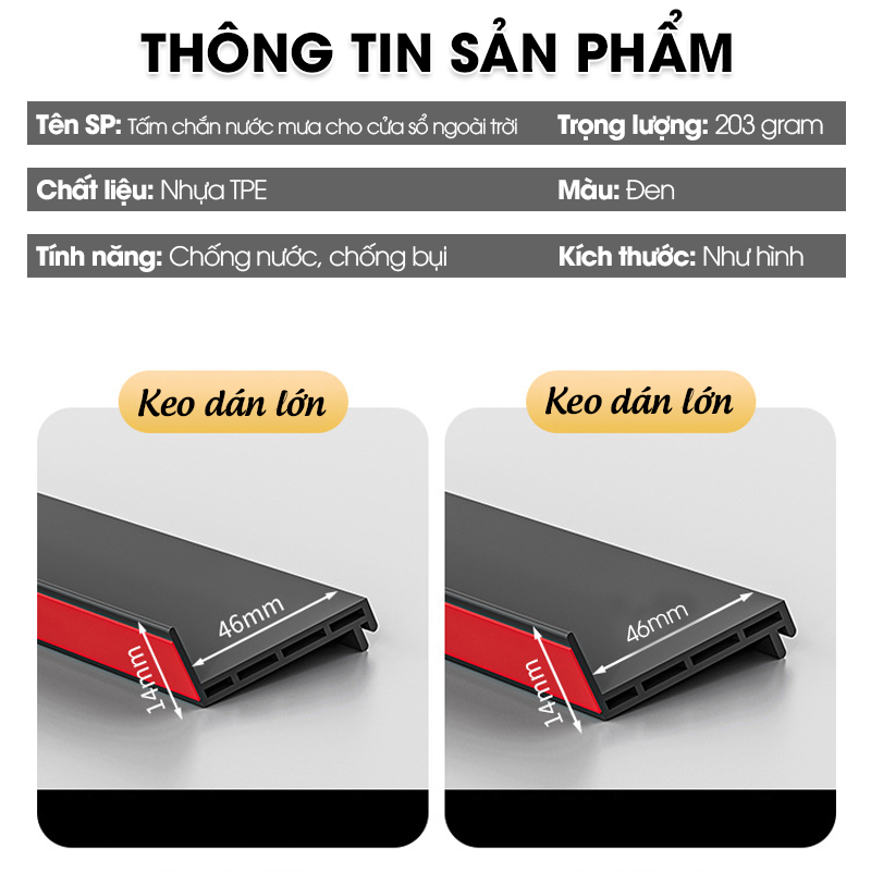 Tấm chắn nước mưa cho cửa sổ ngoài trời D1994, giúp ngăn mưa tạt và nước thấm lậu qua khe cửa sổ