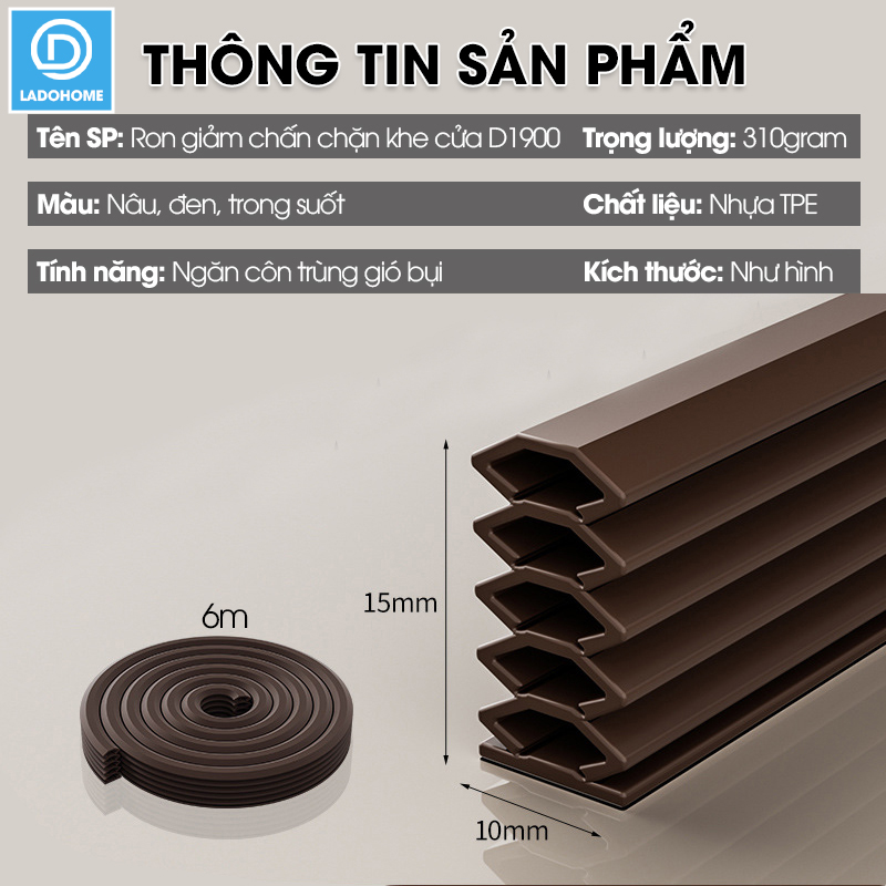 Ron giảm chấn chặn khe cửa D1900, chống va đập, giảm tiếng ồn, ngăn bụi có sẵn keo và có thể tùy chỉnh độ dày