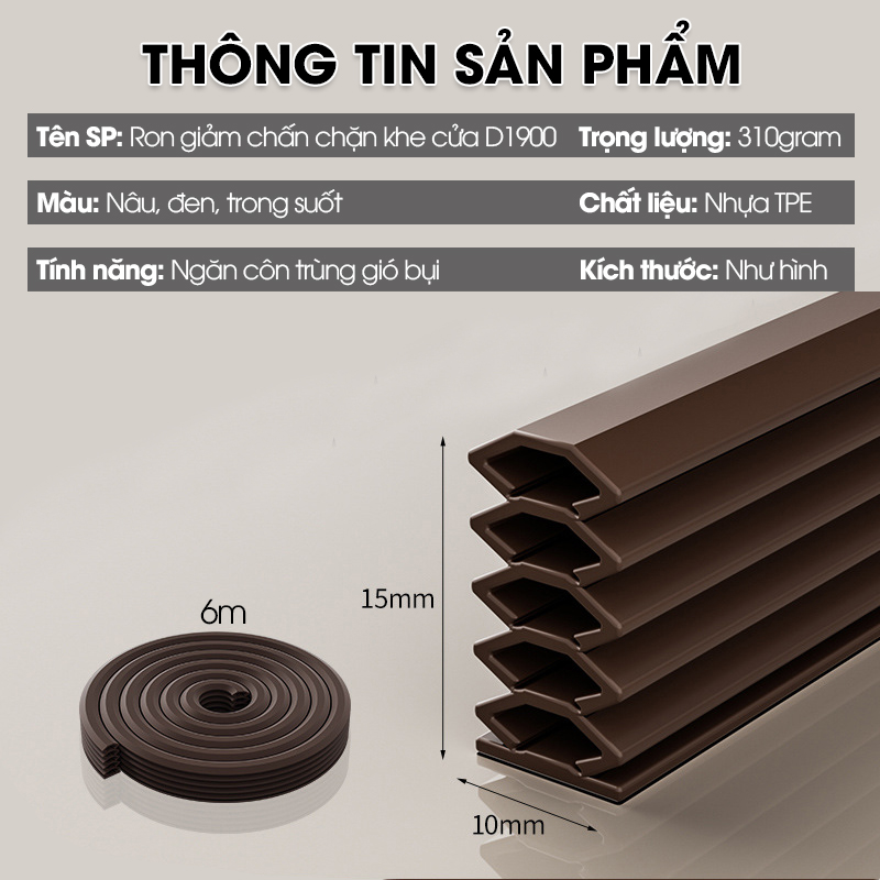Ron giảm chấn chặn khe cửa D1900, chống va đập, giảm tiếng ồn, ngăn bụi có sẵn keo và có thể tùy chỉnh độ dày