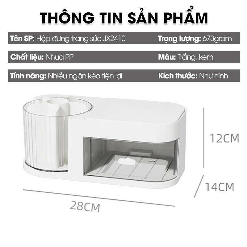 Hộp đựng trang sức, mỹ phẩm, dụng cụ trang điểm, phụ kiện makeup JX2410