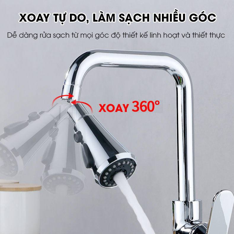 Vòi xoay tăng áp lõi đồng 2 cực 3 chế độ 9302