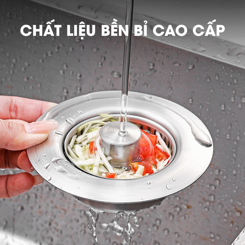 Bộ lọc thoát nước cho bồn rửa chén, nắp thoát chậu rửa nhà bếp LH-2504, chất liệu inox và đồng không rỉ cao cấp