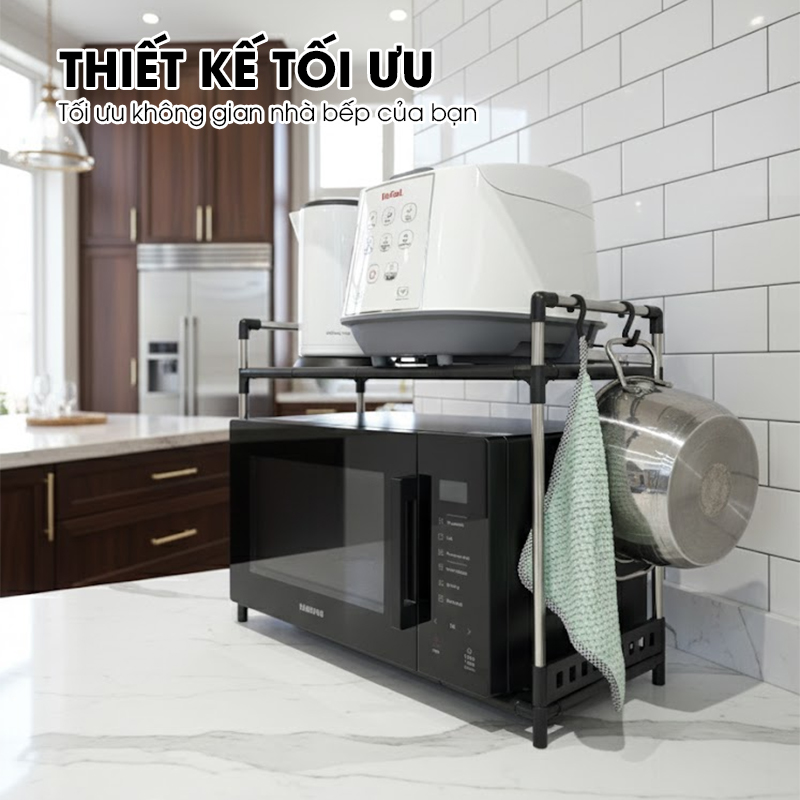 Kệ nhà bếp, kệ để đồ gia dụng nồi cơm điện, lò vi sóng, nồi chiên không dầu LD-3642, khung inox không rỉ chịu tải lớn