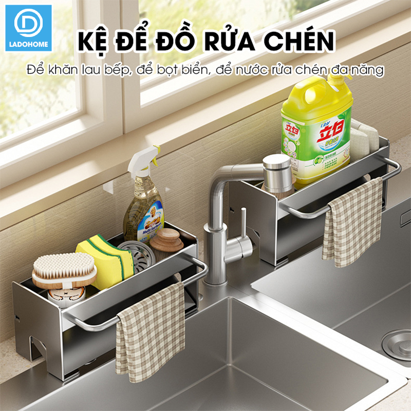 Kệ để đồ rửa chén, nước rửa chén bát, giẻ lau để bồn rửa LH-2345 thép carbon sơn nhiệt chống rỉ sét