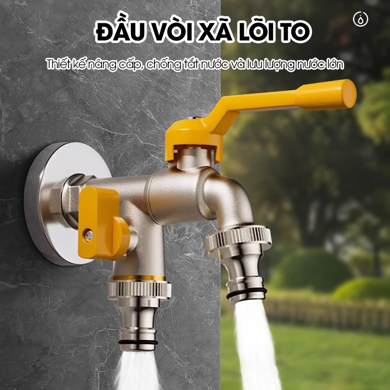 Vòi nước xả lưu lượng lớn cao cấp LD-9101, vòi xả hồ, vòi cho máy giặt, vòi nước ngoài trời sân vườn lõi to (Ren 21)