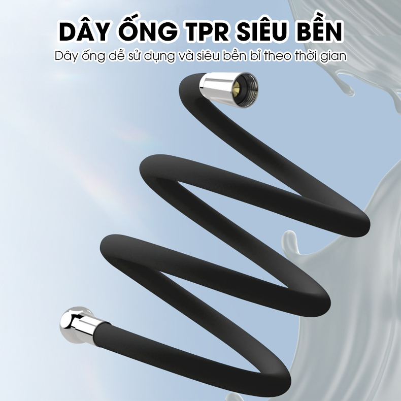 Ống nước vòi sen 1.5m TPR Silicon dẻo dai siêu bền chống cháy sử dụng được nóng lạnh, đầu nối bằng đồng chống mòn