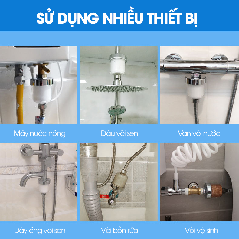 Đầu lọc nước cho vòi hoa sen, vòi rửa vệ sinh, vòi máy giặt,... LD-9322 tương thích cở ren 21, lõi lọc có thể thay thế