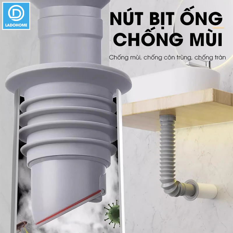 Thiết bị bịt kín ống thoát nước ngăn mùi SS15 cho nhà bếp, nhà vệ sinh, chống chảy ngược, chống con trùng, chống mùi
