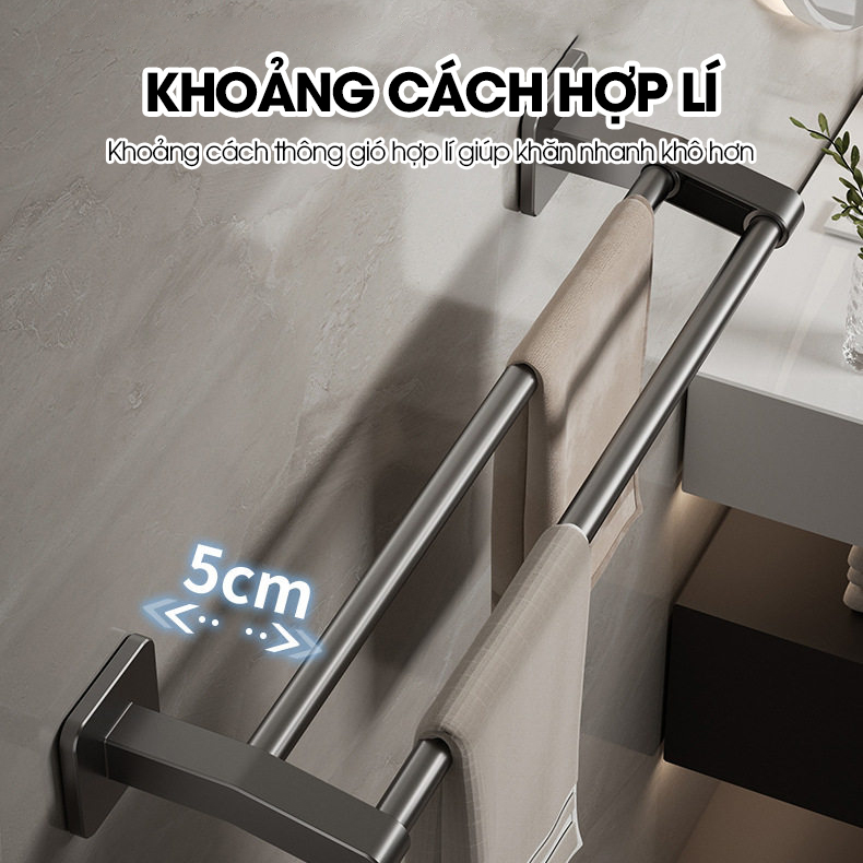Giá treo khăn nhà tắm LD-5280 hợp kim nhôm không rỉ