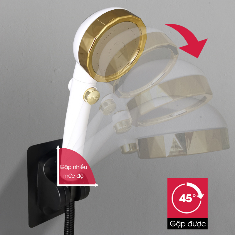 Giá đỡ vòi hoa sen dán tường GD01 có thể điều chỉnh góc nghiêng 45 độ
