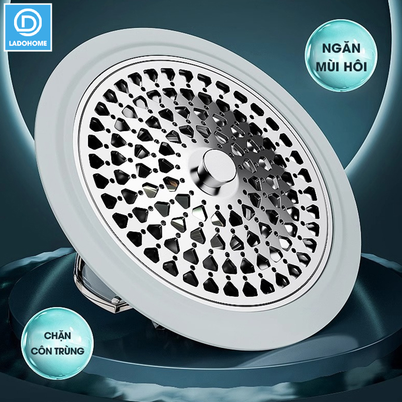 Nắp đậy cống thoát nước, thoát sàn một chiều ngăn mùi LD-2505 , chất liệu thép không rỉ + nhựa ABS