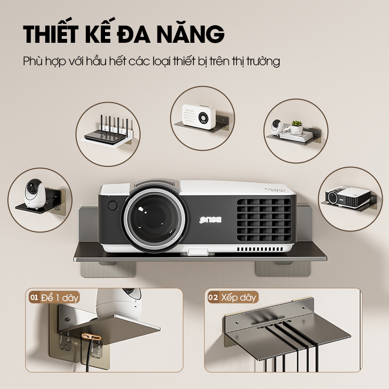 Giá đỡ bộ phát wifi treo tường LH-7333, giá đỡ camera, TV Box, máy chiếu nhiều kích cỡ tặng miếng dán, keo dán tắc kê