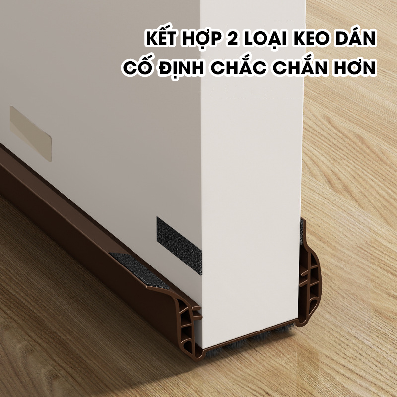 Thanh chèn chân cửa cải tiến với 2 lớp tăng khả năng cách âm và đáy lông đệm dể dàng đóng mở, ngăn côn trùng và gió bụi