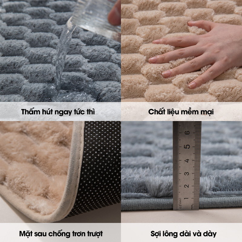 Thảm chùi chân lông nhung vân mai rùa lông dày mềm mịn chống trượt 40x60cm
